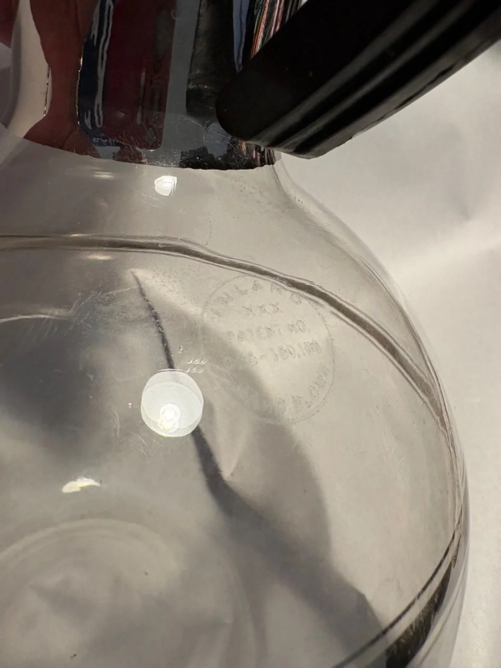 Vintage MCM Inland handblown glass carafe with Bakelite handle